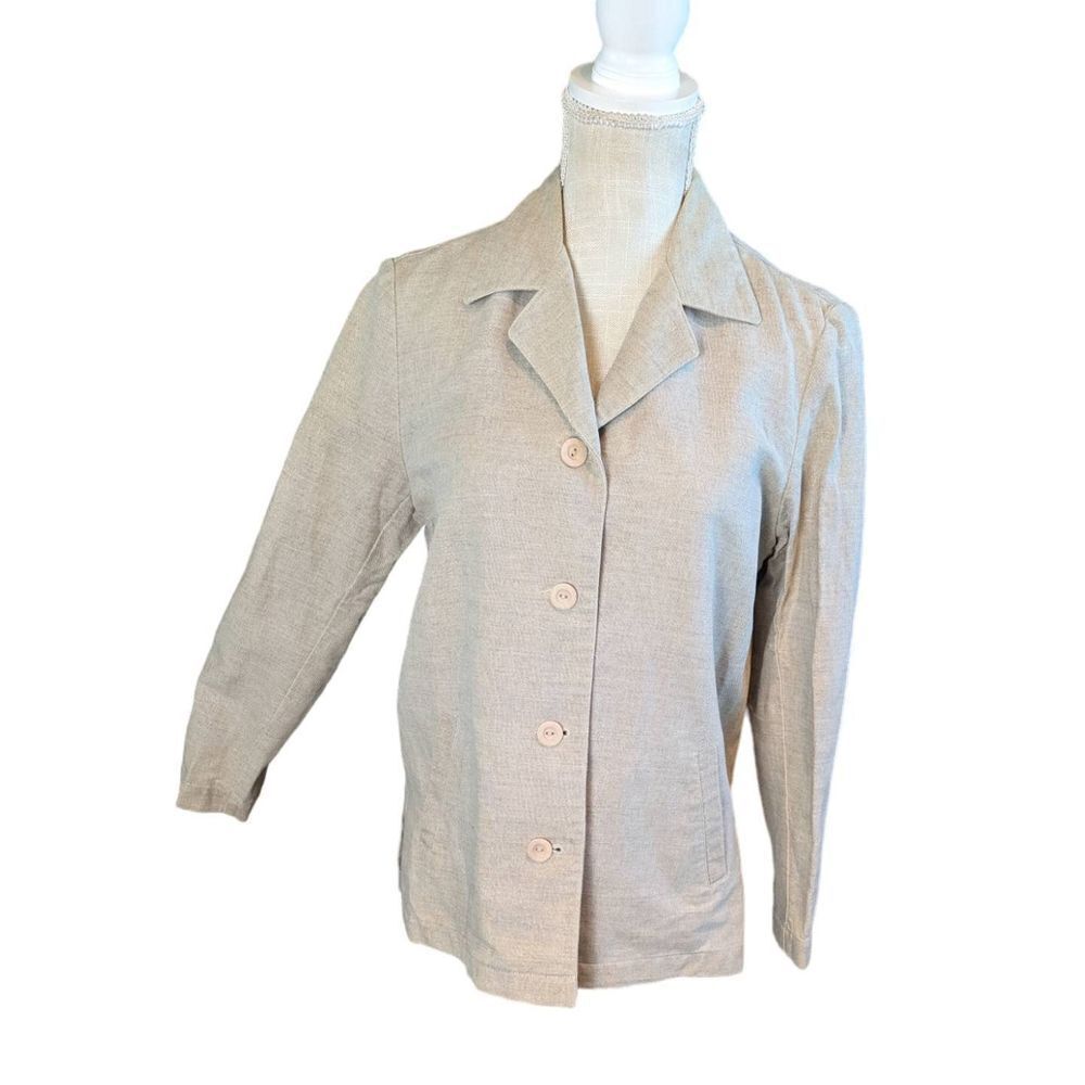 Liz Claiborne Sport Petite Blazer Women's Large/Medium Linen Cotton Blend Button